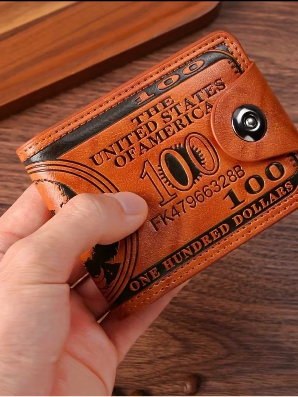 Money Clip Wallet with 100 Dollar Embossed Design like leather